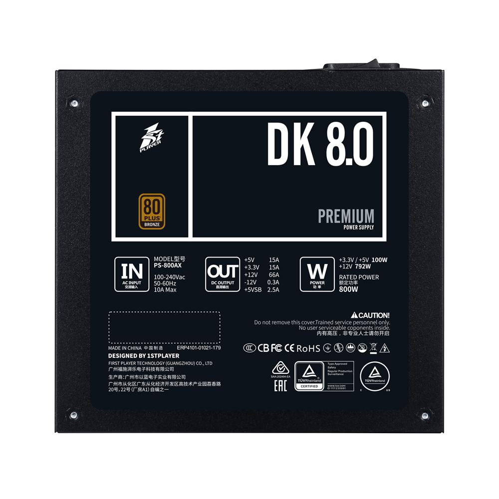 Furnizues energjie 1STPLAYER DK Premium, 800W, 80 Plus Bronze, i zi