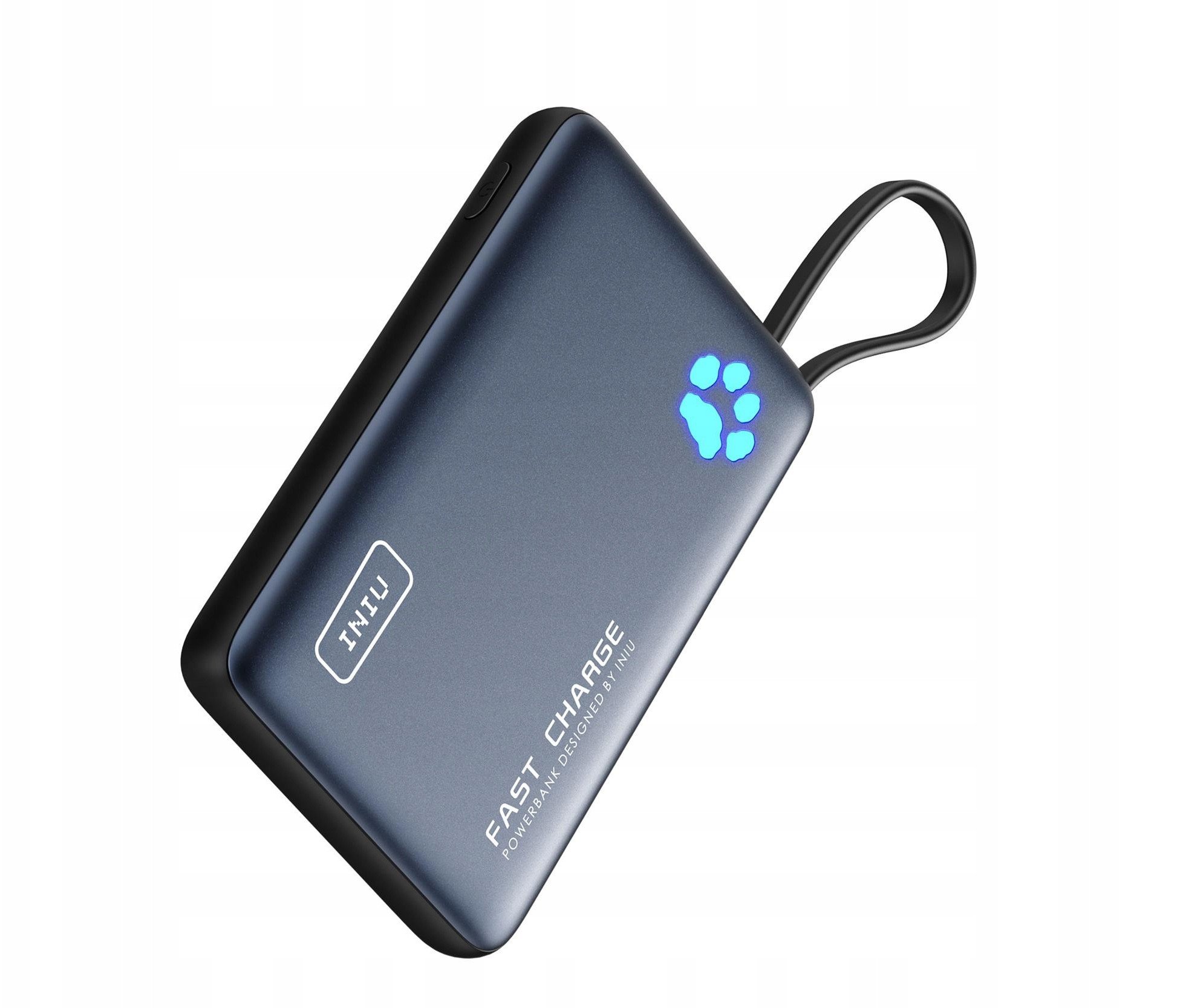 Power bank INIU, 10000mAh, PD 20W, kabllo USB C e integruar, i zi