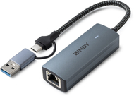 Adapter USB C në Ethernet 5G Lindy, USB 3.2 Gen 1, gri