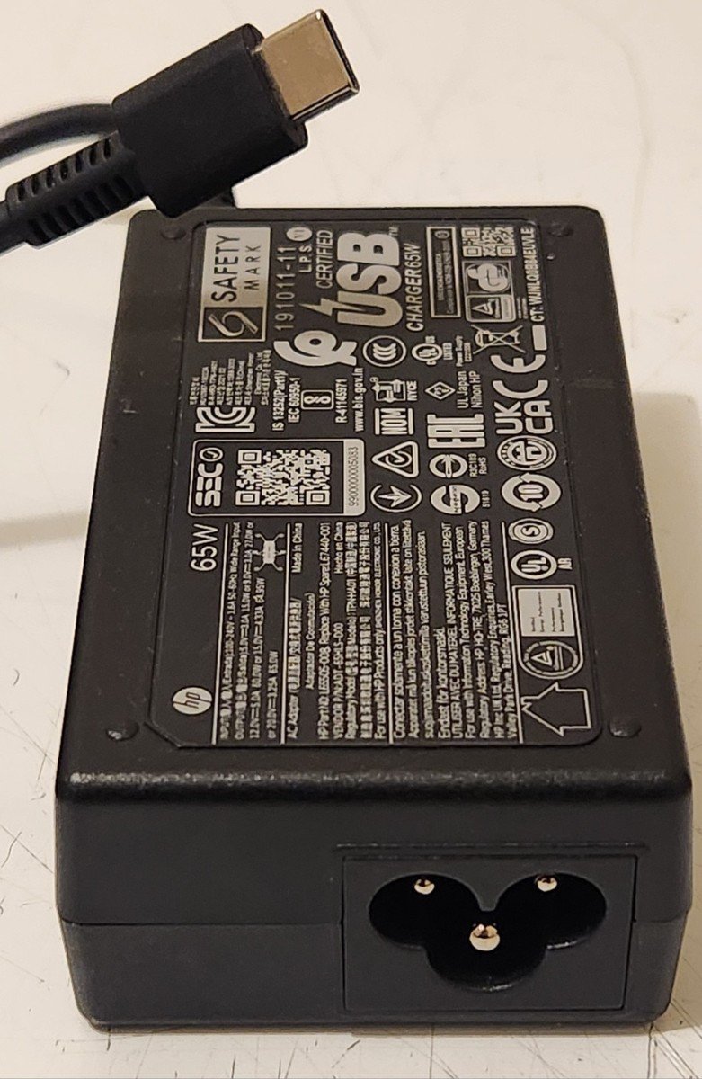 Karikues laptopi HP 65W USB C, me kabllo rryme, i zi