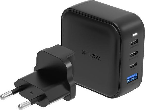 Karikues rrjeti Energea Travelite GaN100, 100W, 3x USB-C 1x USB, PD PPS QC 3.0, i zi