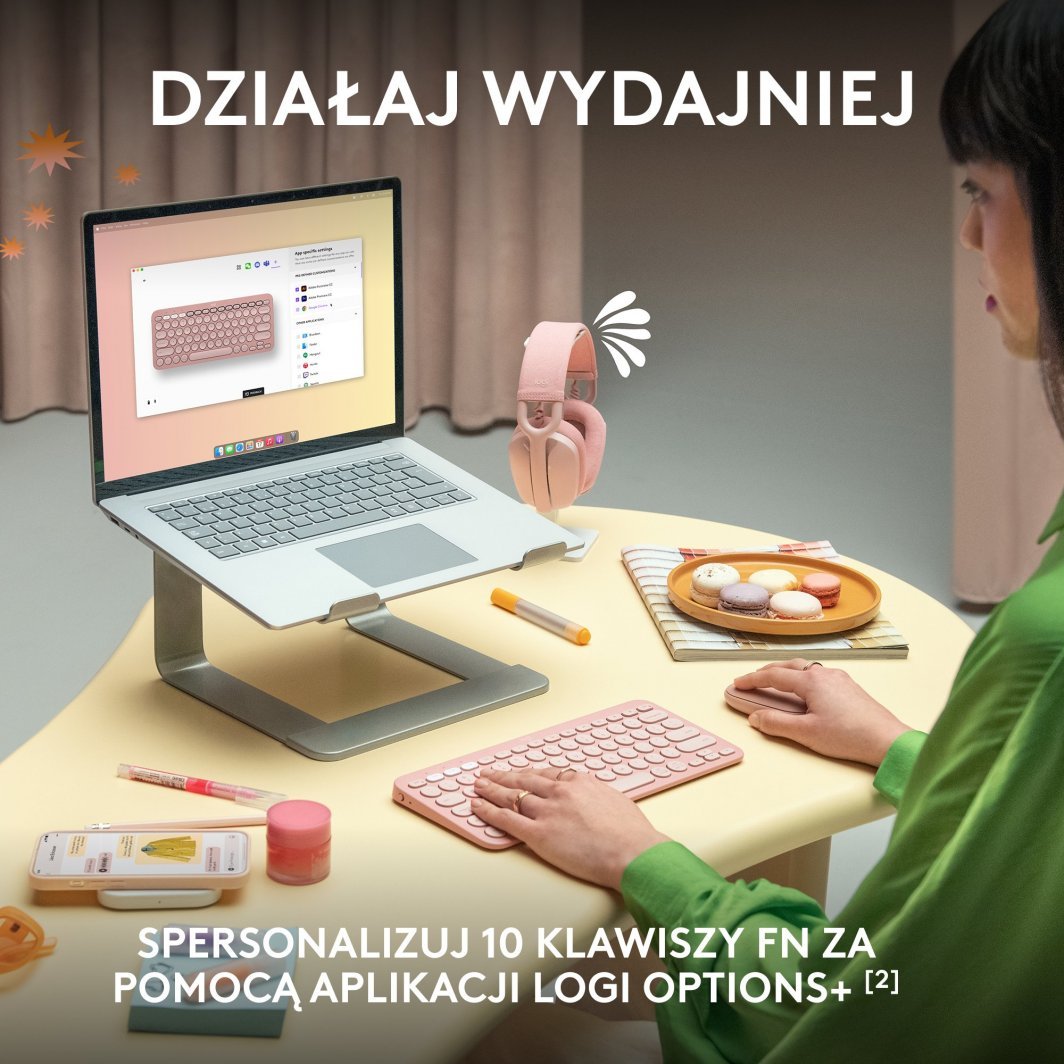 Tastierë Logitech Pebble, wireless, US INTL, rozë