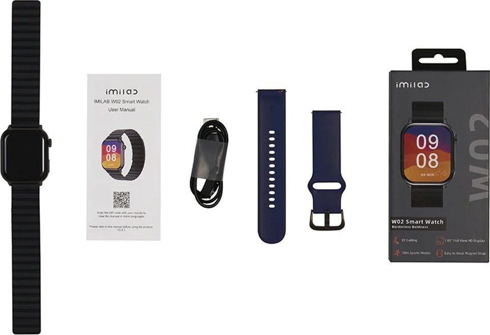 Ora inteligjente Imilab W02, ekran TFT 1.85", Bluetooth, e zezë