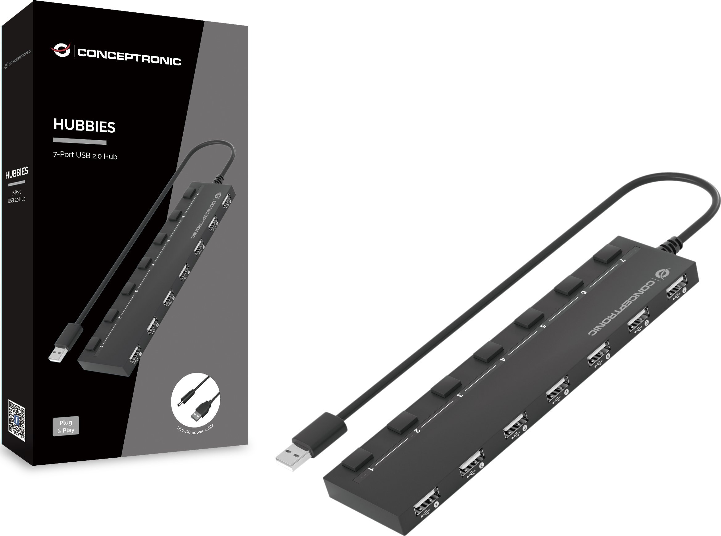 HUB USB Conceptronic CUSB7P, 7 porta, USB 2.0, i zi
