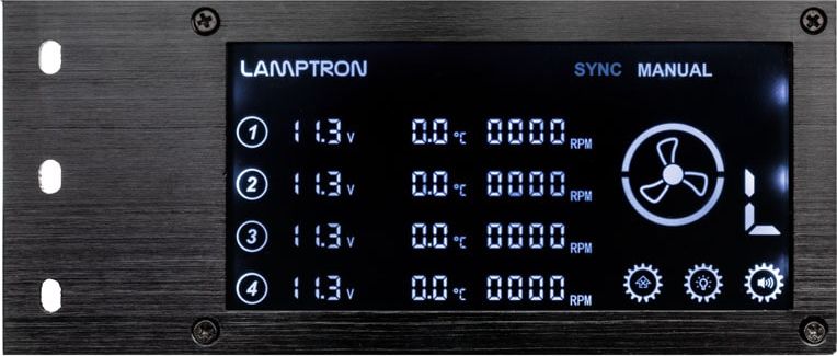 Kontrollues ventilatorësh dhe RGB Lamptron RW460, ekran LCD, telekomandë, i zi