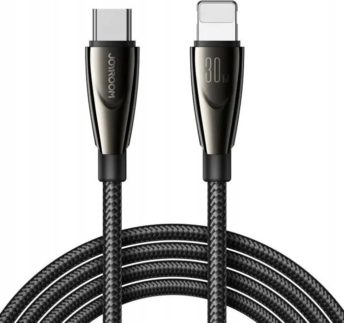 Kabllo Joyroom Pioneer Series SA31-CL3, USB-C në Lightning, 30W, 1.2m, e zezë