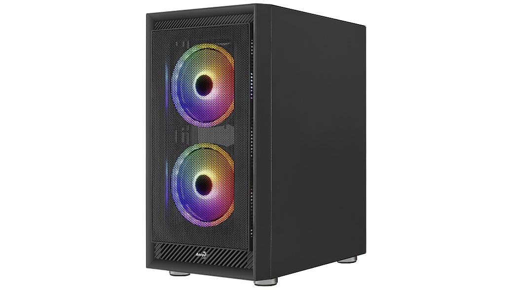 Kuti kompjuteri Aerocool Graphite FRGB, mid tower, panel xhami i temperuar, e zezë
