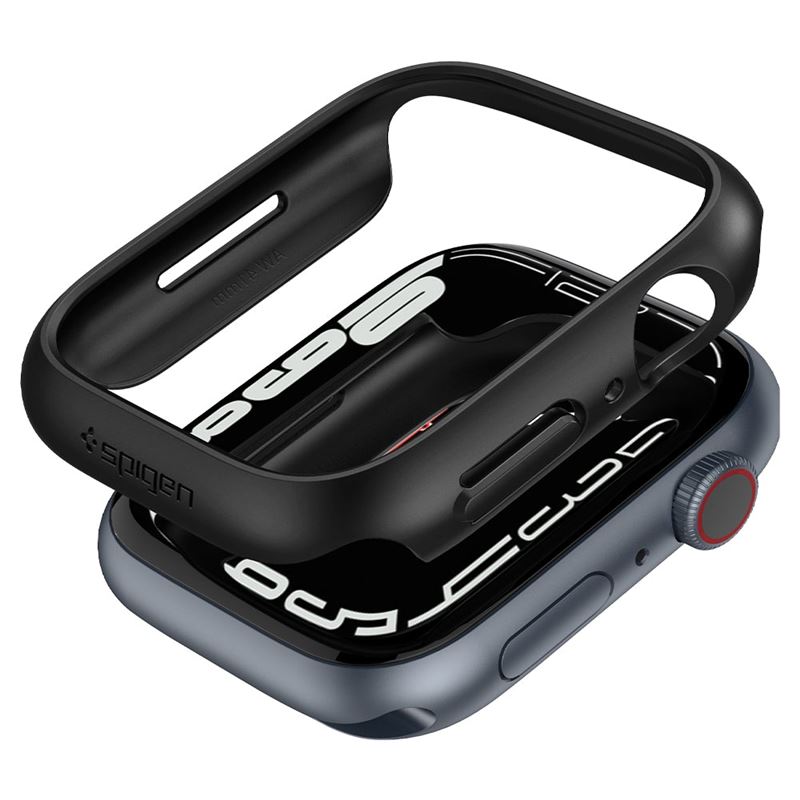 Mbrojtëse për orë Apple Watch 9/8/7 41mm Spigen Thin Fit, e zezë