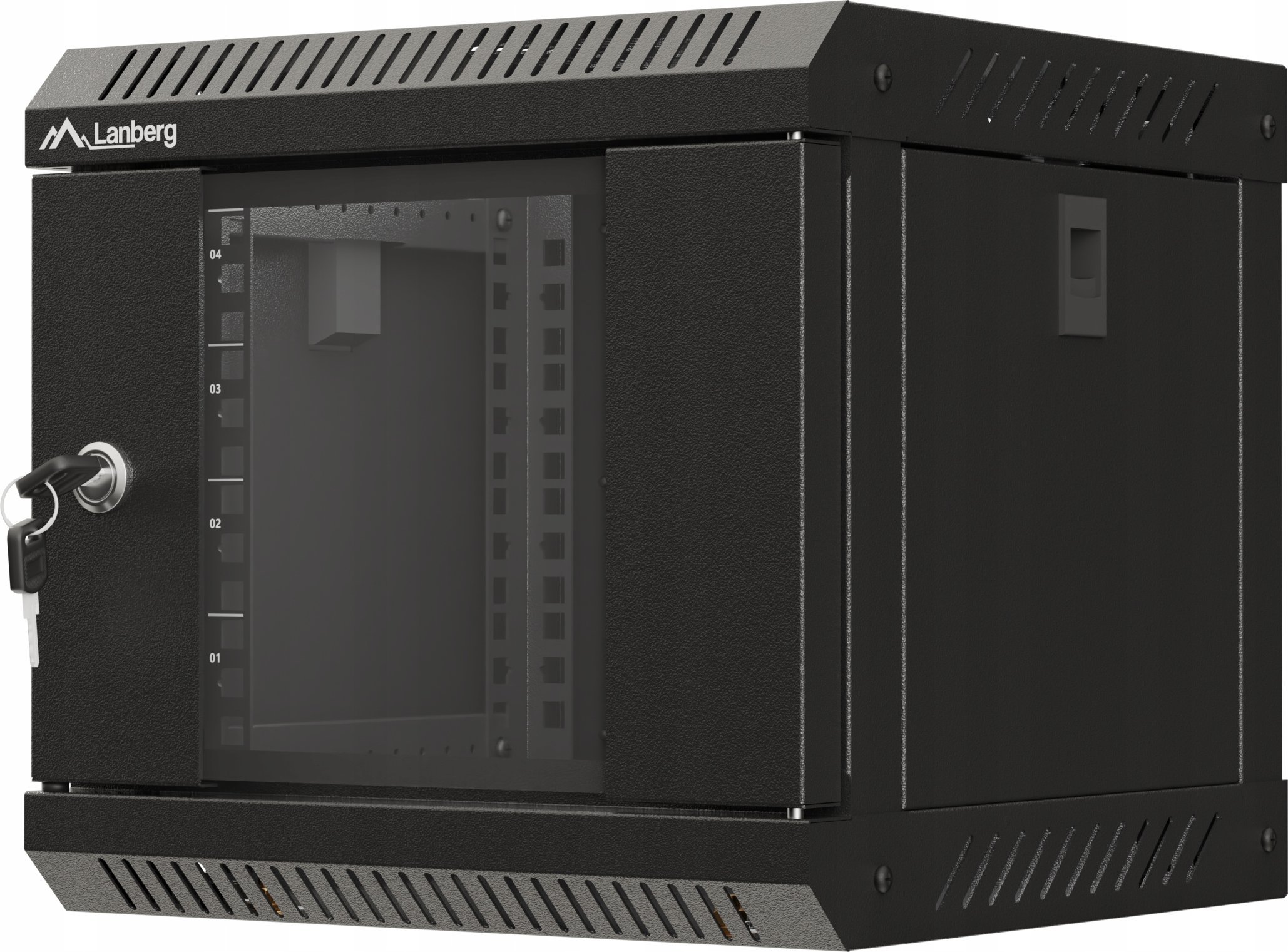 Kabinet muror rack 10" 6U, 30x30x37 cm, derë xhami, gri