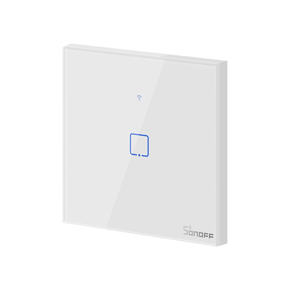 Ndërprerës Inteligjent me Prekje SONOFF T1 EU TX, Wireless + RF 433, 1 Kanal, i Përshtatshëm me iOS/Android, Amazon Alexa/Google Assistant, me Panel Xhami, i Bardhë.
