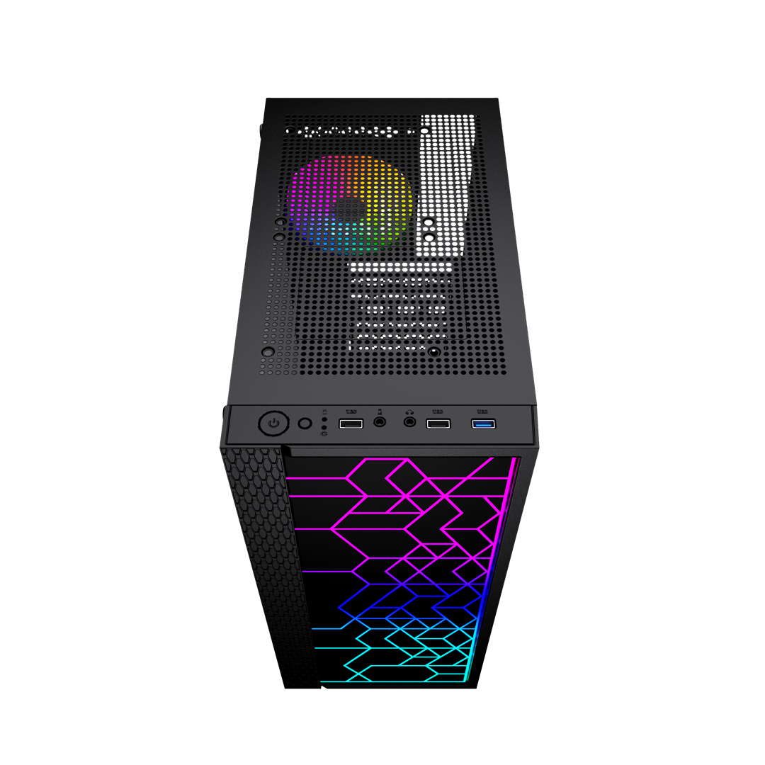 Kuti kompjuteri Gembird Fornax 2500, Mid Tower ATX, panel xhami, e zezë