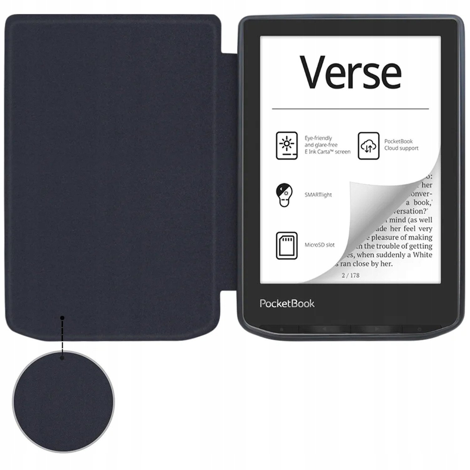 Mbulesë smart PocketBook Verse Pro 629 634, funksion sleep, gri