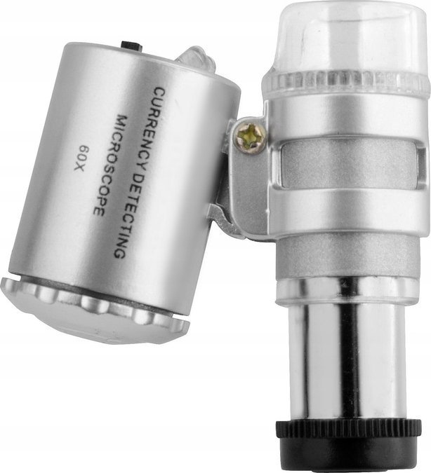 Mikroskop xhepi GEKO G03218, zmadhim 60x, ndriçim LED dhe UV, i bardhë