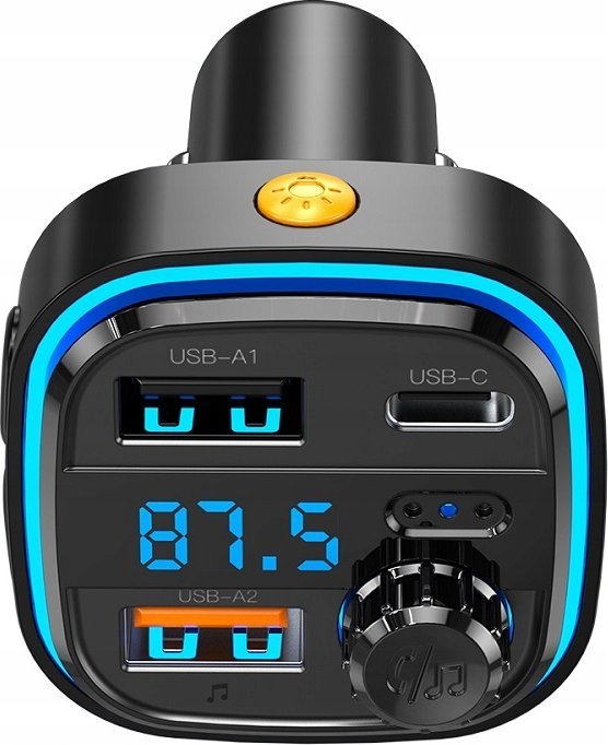 Transmetues FM Bluetooth për veturë XO, karikues me USB C dhe 2x USB, i zi
