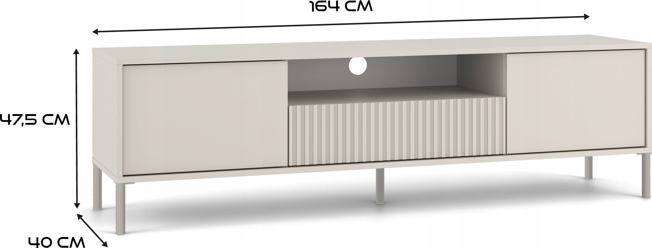 Kabinet TV KAMARO 160, MDF, me rafte dhe dollapë, bezh kashmiri