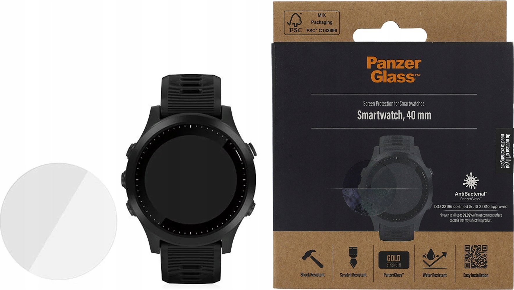 Mbrojtës ekrani PanzerGlass SmartWatch 40mm 3630, xham i temperuar, transparent