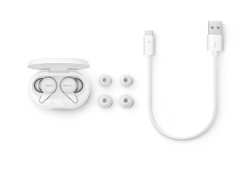 Dëgjuese Buds Philips TAT1207WT/00, wireless IPX4 Splash Mic, të bardha