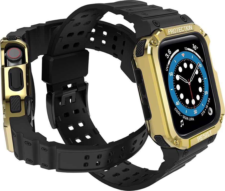 Rrip me kasë për orë inteligjente Hurtel Protect Strap, për Apple Watch 45 44 42mm, i zi