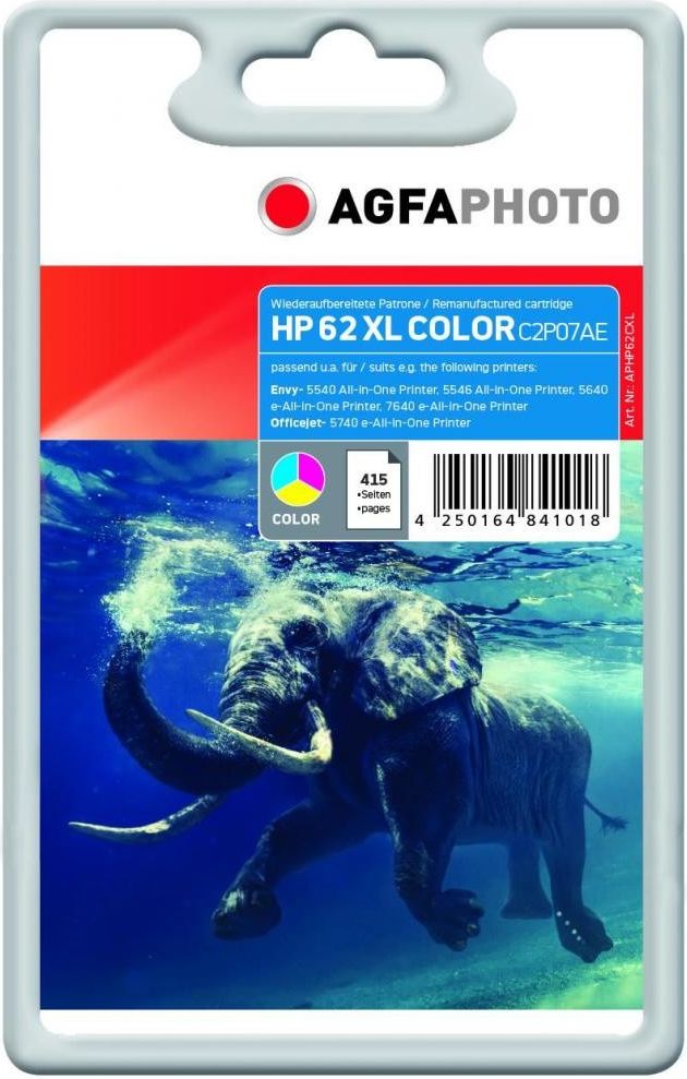 Ngjyrë për printer AgfaPhoto AGFC2P07AE, nr. 62XL, shumëngjyrëshe