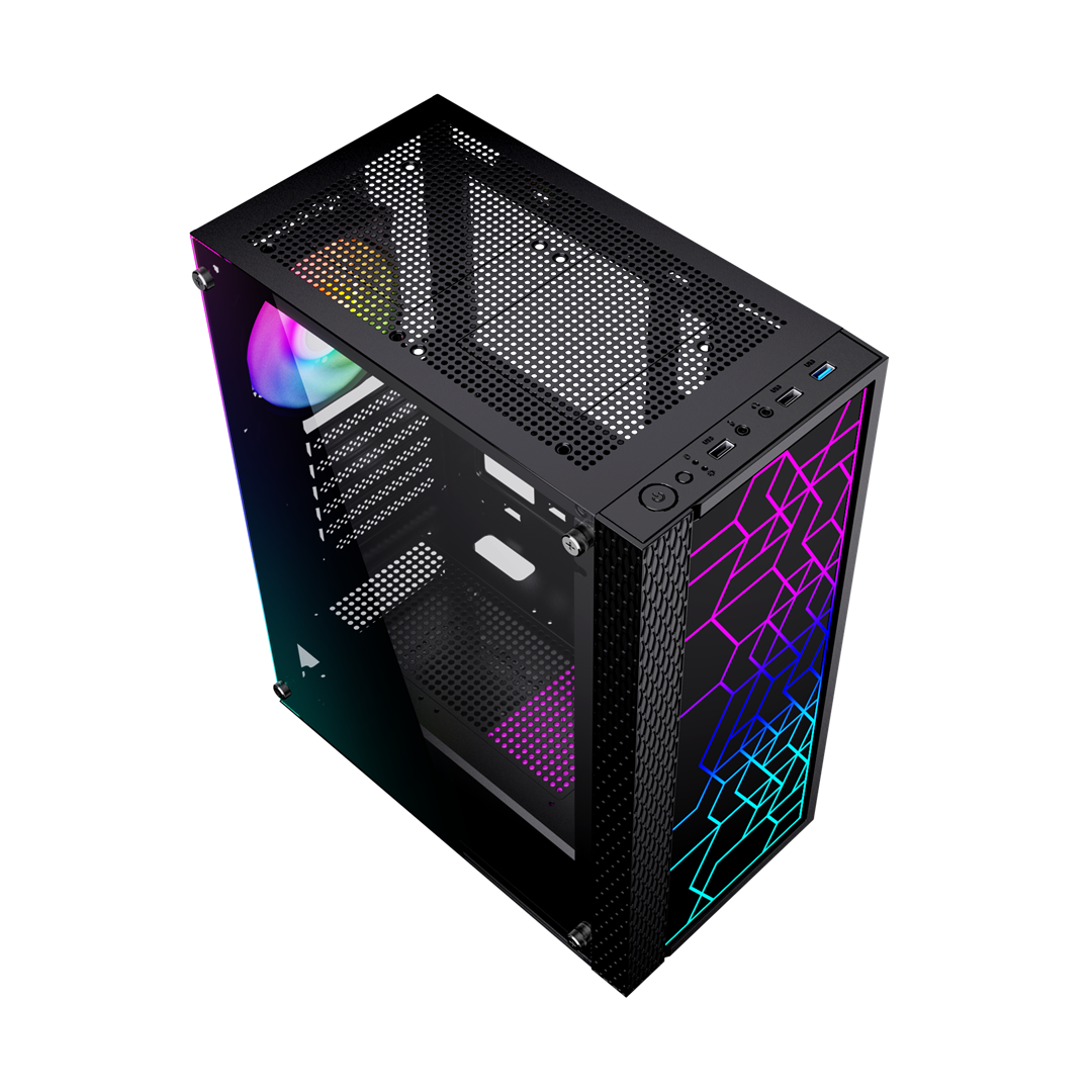 Kuti kompjuteri Gembird Fornax 2500, Mid Tower ATX, panel xhami, e zezë