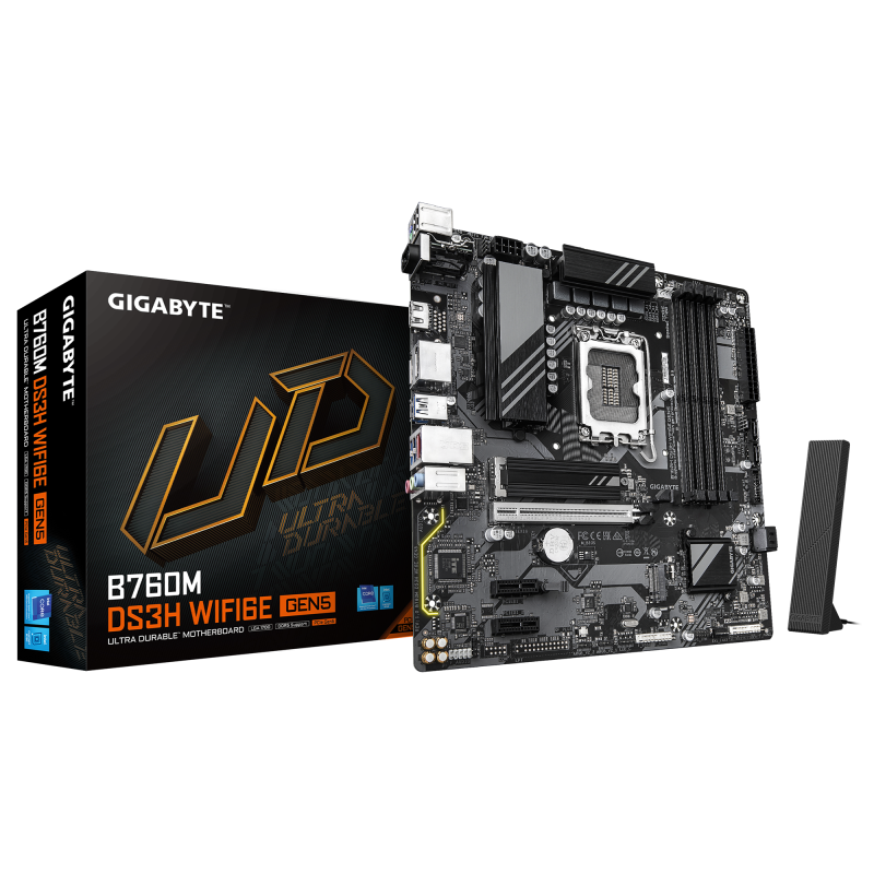 Pllakë amë Gigabyte B760M DS3H WIFI6E GEN5, DDR5 5600MHz, WiFi 6E, ATX