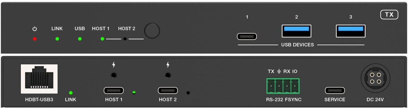 KVM Extender Vivolink VLUSBCEXT2X2, USB 3.2, 2x HDMI, deri 100m