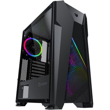 Kullë kompjuteri AQIRYS Canopus, mid tower ATX, xham i temperuar, RGB, e zezë