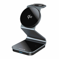 Dviced 3-in-1 Magnetic Qi2 Wireless Charger Stand W Cable, Wall Charger, Tarnish Gray