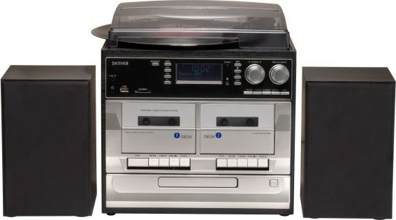 Sistem muzike Denver MRD-166, gramafon me CD dhe kasetë, radio DAB, i zi