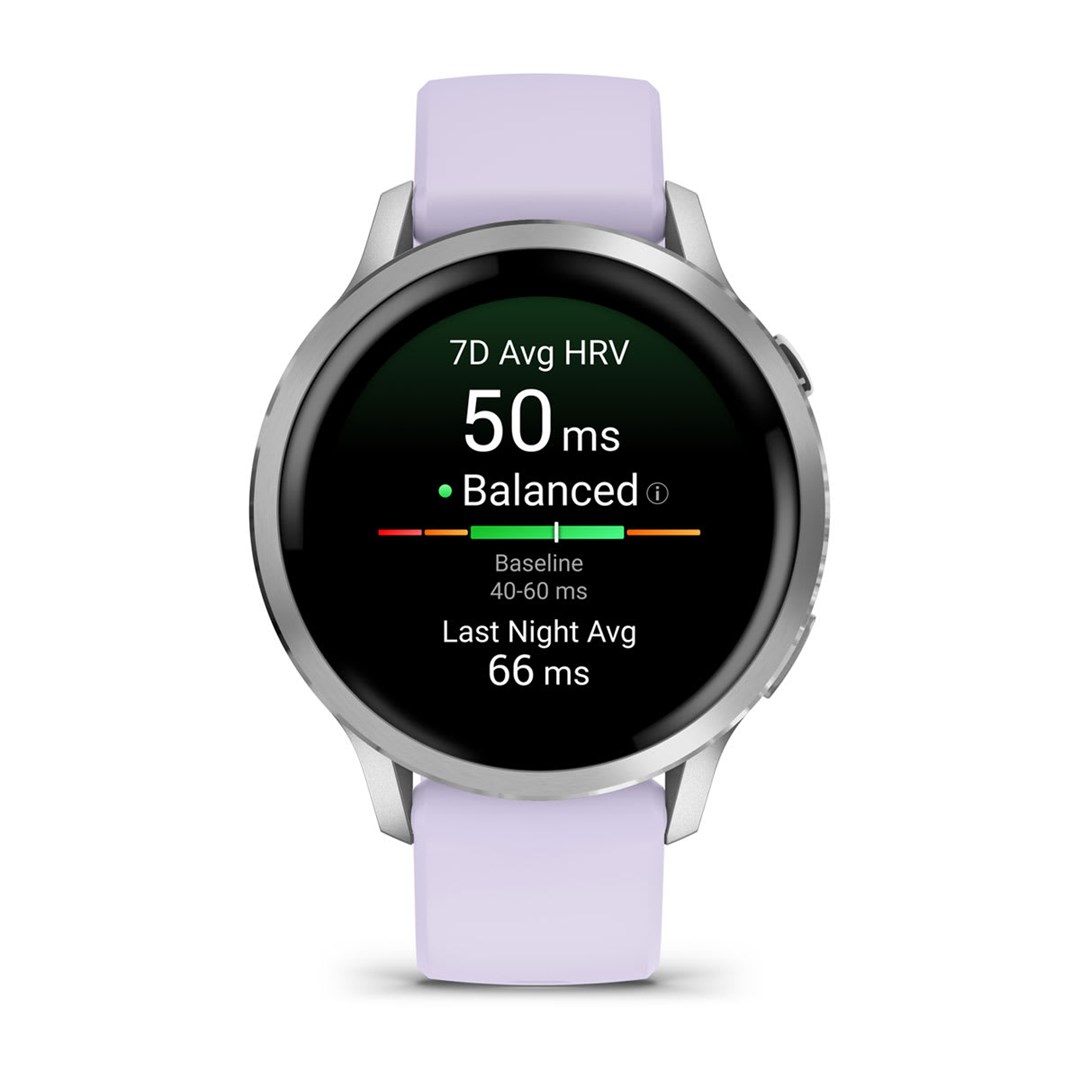 Orë inteligjente Garmin Venu 4, 41mm, GPS, argjend me rrip lejla