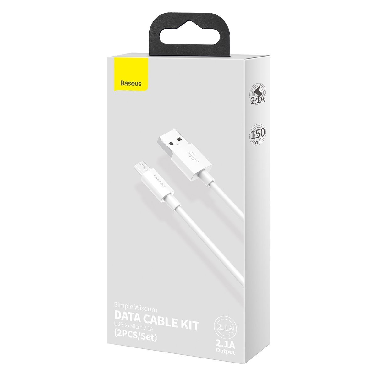Kabllo USB Baseus Simple Wisdom BSU2080, USB A në microUSB, 1.5 m, e bardhë