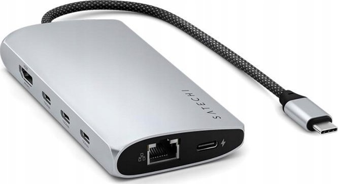 Adaptues USB C Satechi ST P8KES, Multiport 8K, Ethernet gigabit, argjendtë