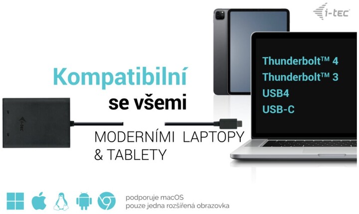 Konvertues i-tec USB-C Dual 4K/60Hz (single 8K/30Hz) DP Video Adapter