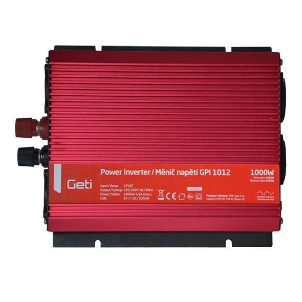 [OUTLET] Konvertues i tensionit Geti GPI 1012 DC/AC, 12V/230V, 1000W, USB