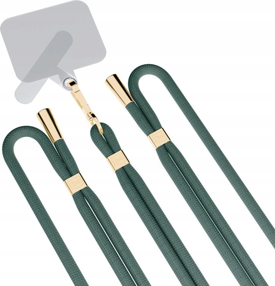 Лента за телефон 3MK EasyClip, најлонска, прилагодлива, темно зелена со златна боја