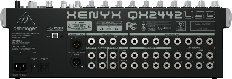 Mikser audio Behringer Xenyx QX2442 USB, 10 kanale, efektet KLARK TEKNIK, i zi