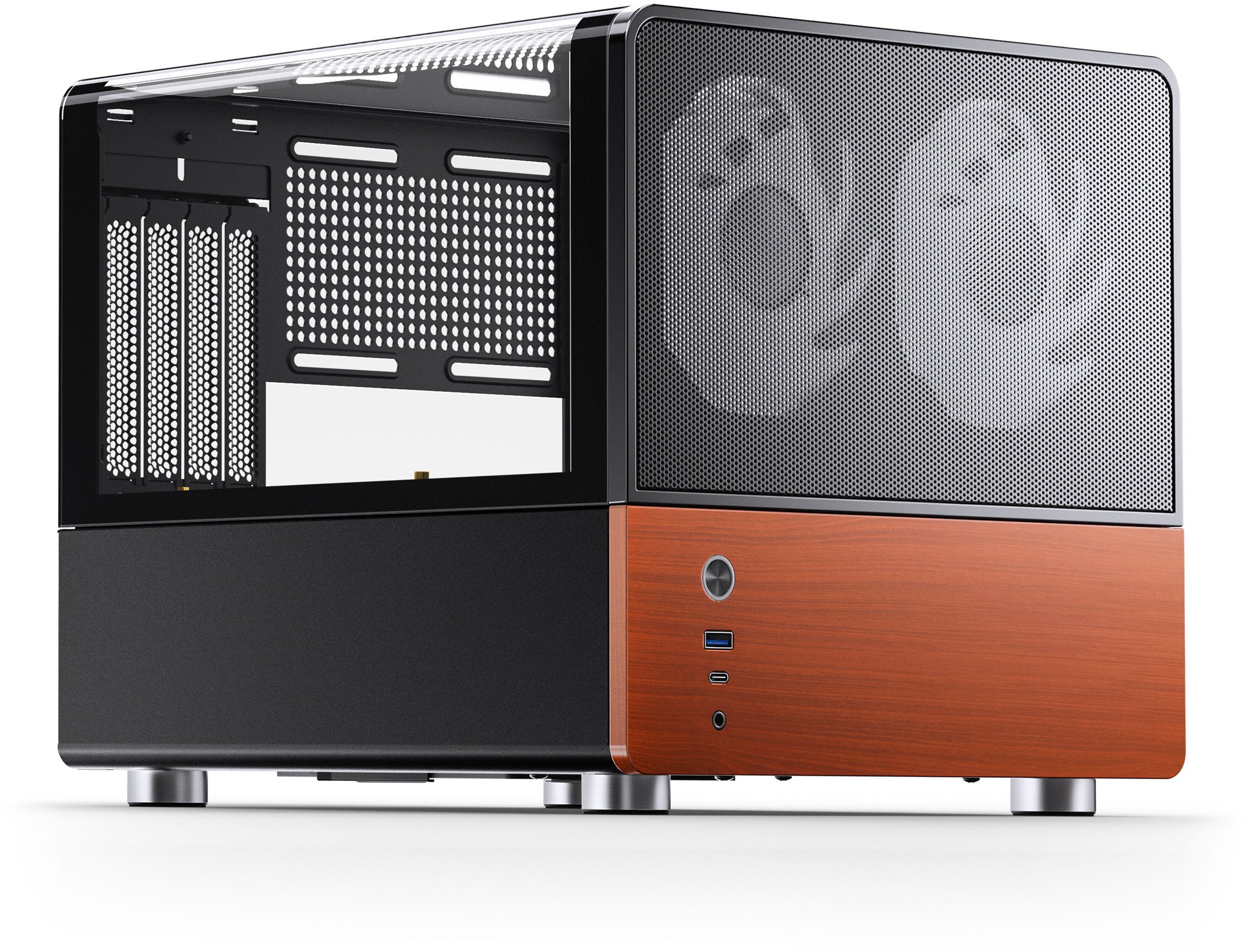 Kutia kompjuterike Jonsbo V12 Micro ATX, mini tower, xham panoramik, e zezë