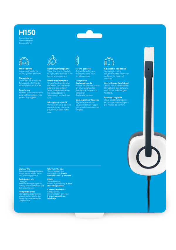 Kufje Logitech H150, me kabllo, të bardha