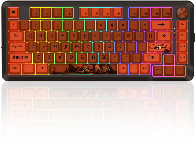 Tastierë mekanike Redragon K681LK RGB Pro K4PUC21N0, wireless 75%, ndriçim RGB, portokalli burgundy