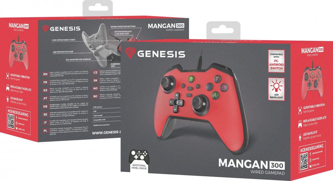 Kontroller Genesis Mangan 300, me kabllo, i kuq