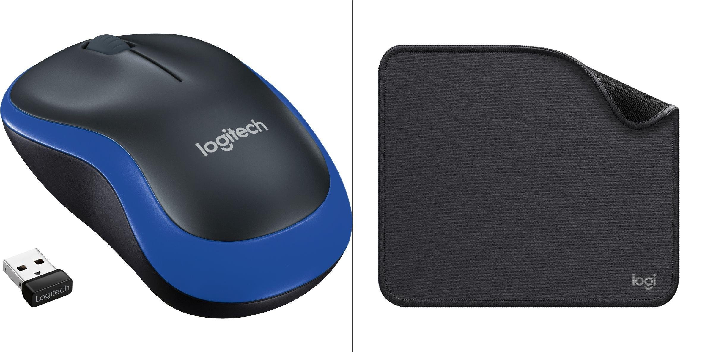 Set maus dhe mousepad Logitech M185, pa tela, me mousepad Studio Series, blu dhe grafit