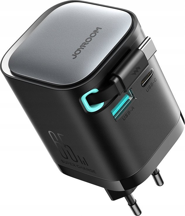 Karikues Joyroom TCL02 GaN, 65W, kabllo USB C tërheqëse, i bardhë