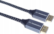 Кабел DisplayPort PremiumCord 1.4, 1.5m, метални конектори со позлата од злато, црно бел