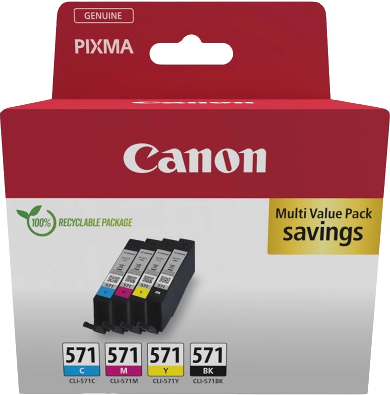 Ngjyrë për printer Canon CLI-571, e kaltër/vjollcë/verdhë/e zezë
