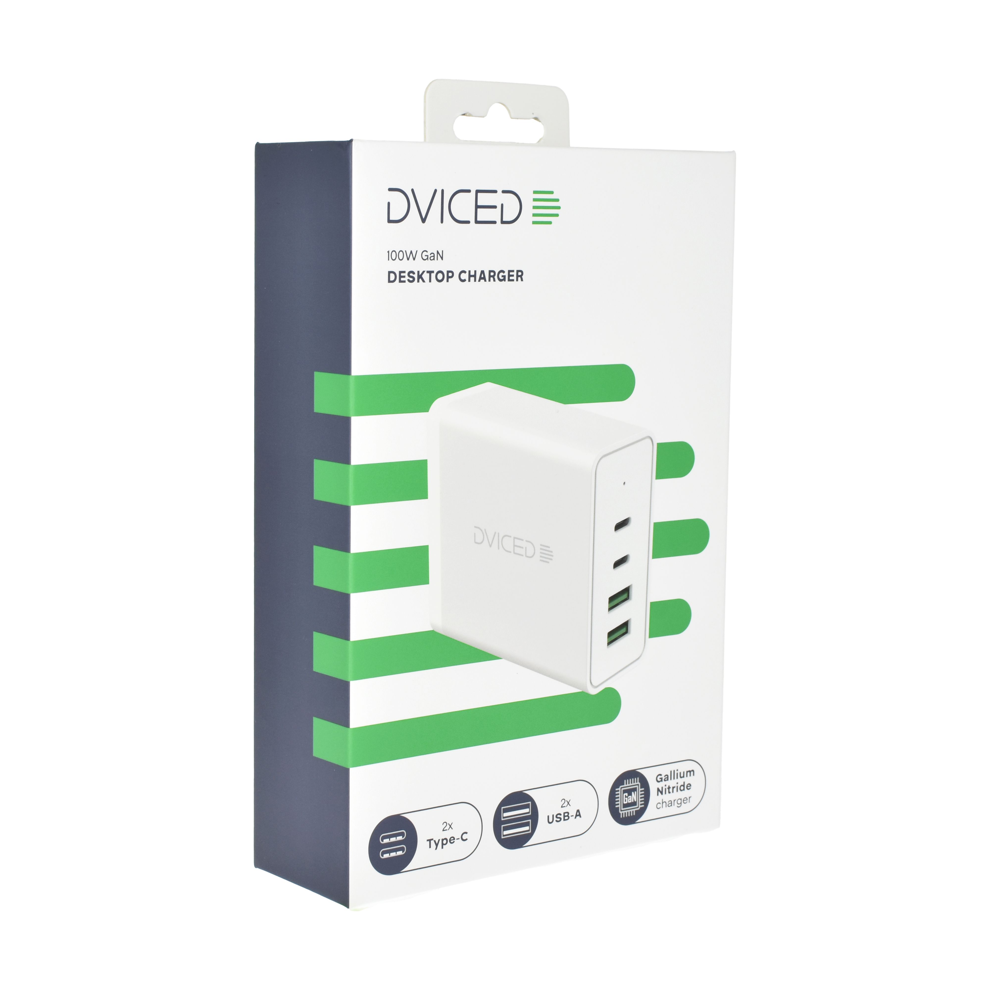 Dviced Desktop Charger 100W GaN 2 USB-A, 2 USB-C EU, White