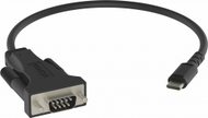 Adaptues USB C në RS 232 Vision, me çipset FTDI, port 9 pin D Sub, i zi