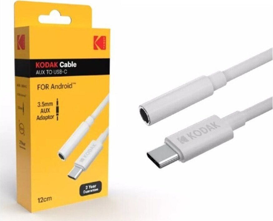 Адаптер аудио Kodak USB Type-C во 3.5mm, кабел 11cm, сребрен