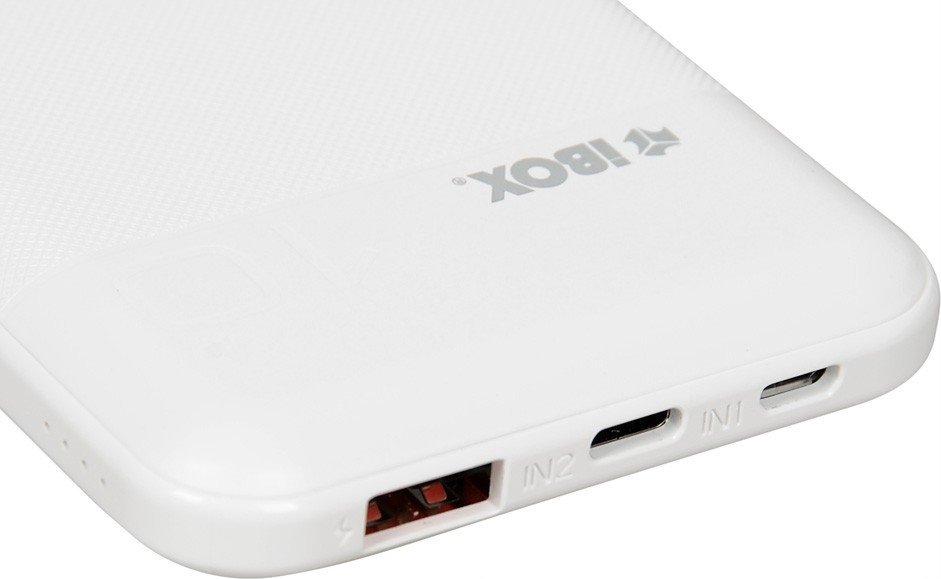 Powerbank iBOX IPB10, 10000mAh, USB A dhe USB C, i bardhë