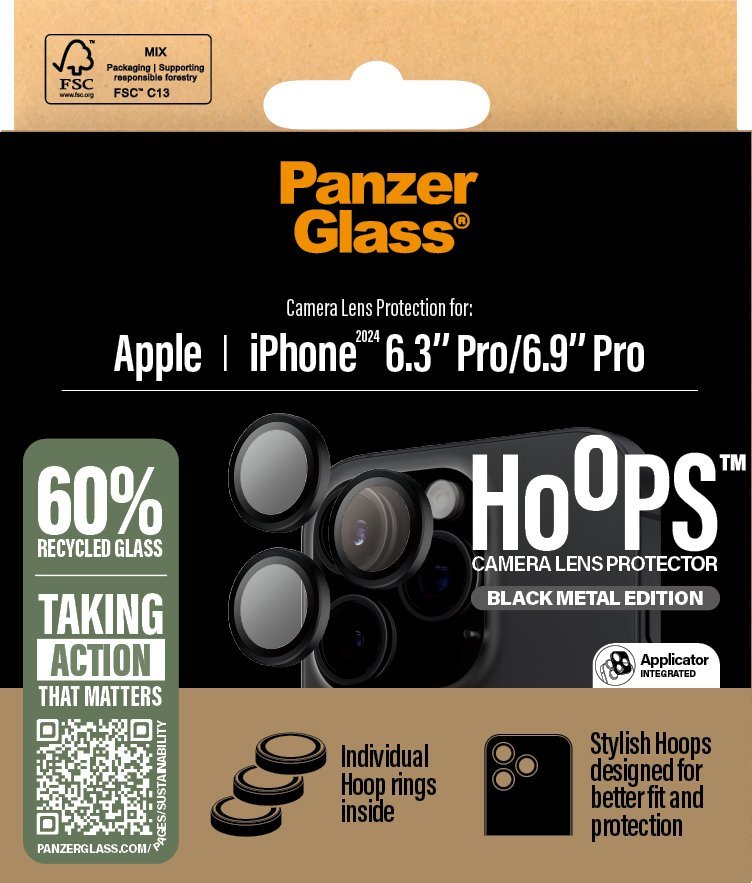 Mbrojtës kamere PanzerGlass Hoops 1284, unazë mbrojtëse, i zi