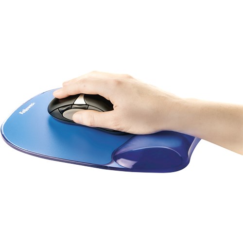 Mousepad me jastëk dore Fellowes Crystals, xhel, blu transparent